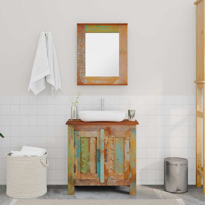 Reclaimed Solid Wood Bathroom Vanity Cabinet Set with Mirror