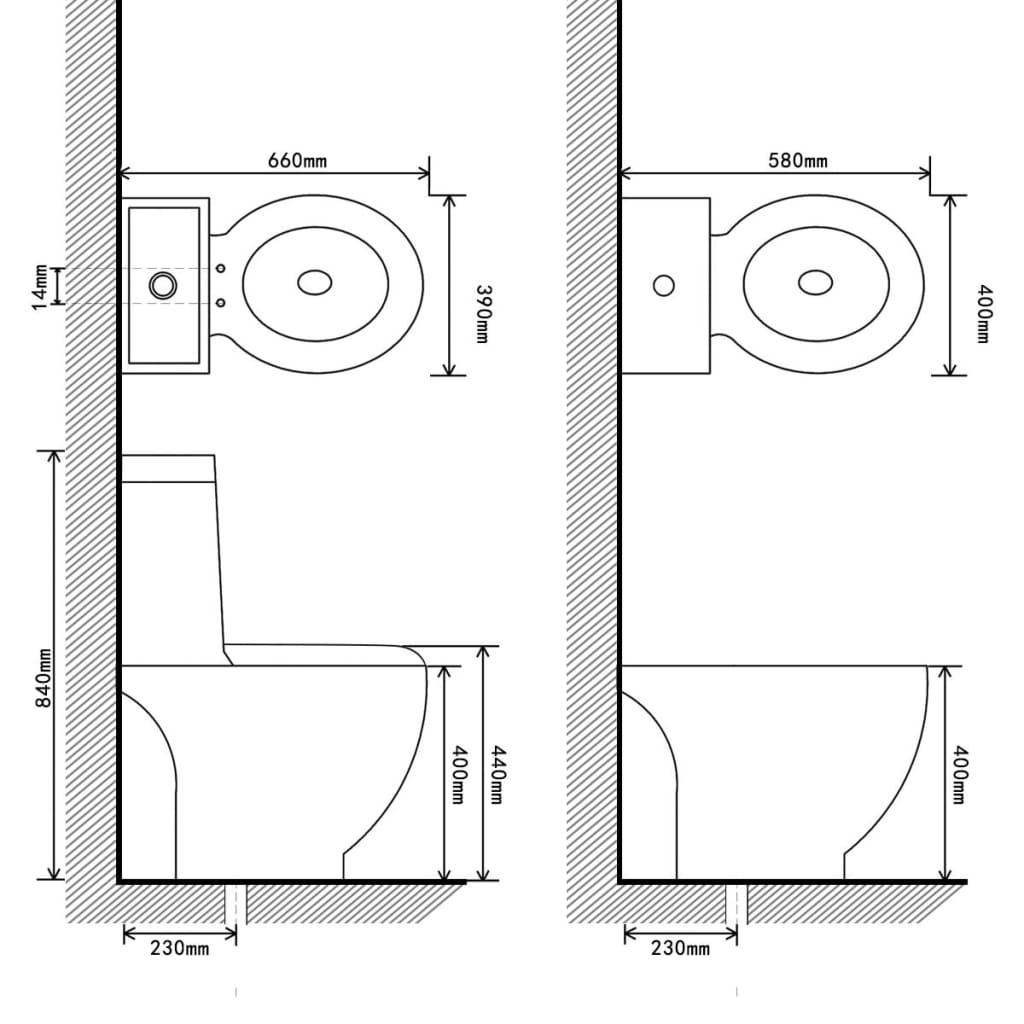 White Ceramic Toilet & Bidet Set - Bend