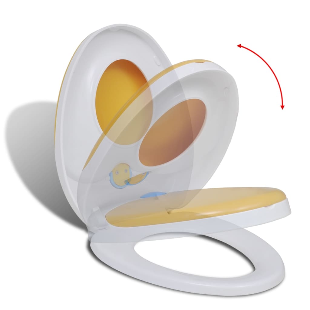 White & Yellow Soft-close Toilet Seat Adults/Children - Bend