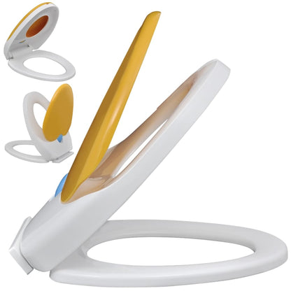 White & Yellow Soft-close Toilet Seat Adults/Children - Bend