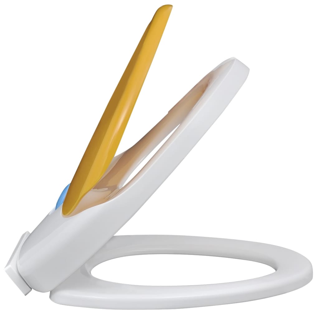 White & Yellow Soft-close Toilet Seat Adults/Children - Bend