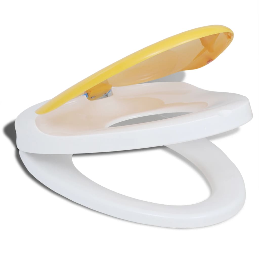 White & Yellow Soft-close Toilet Seat Adults/Children - Bend