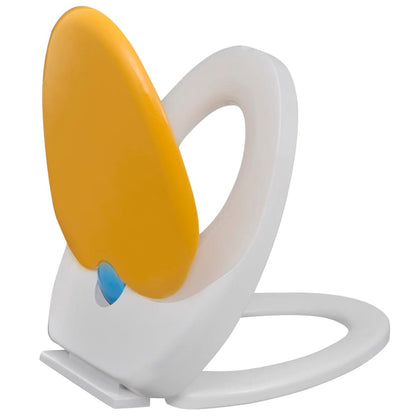 White & Yellow Soft-close Toilet Seat Adults/Children - Bend