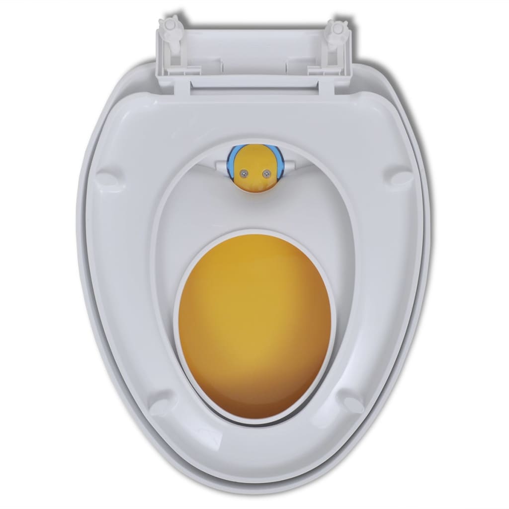 White & Yellow Soft-close Toilet Seat Adults/Children - Bend