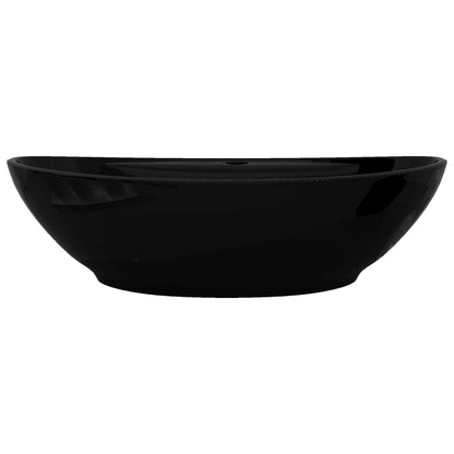 Ceramic Bathroom Sink Basin Faucet/Overflow Hole Black Oval - Bend