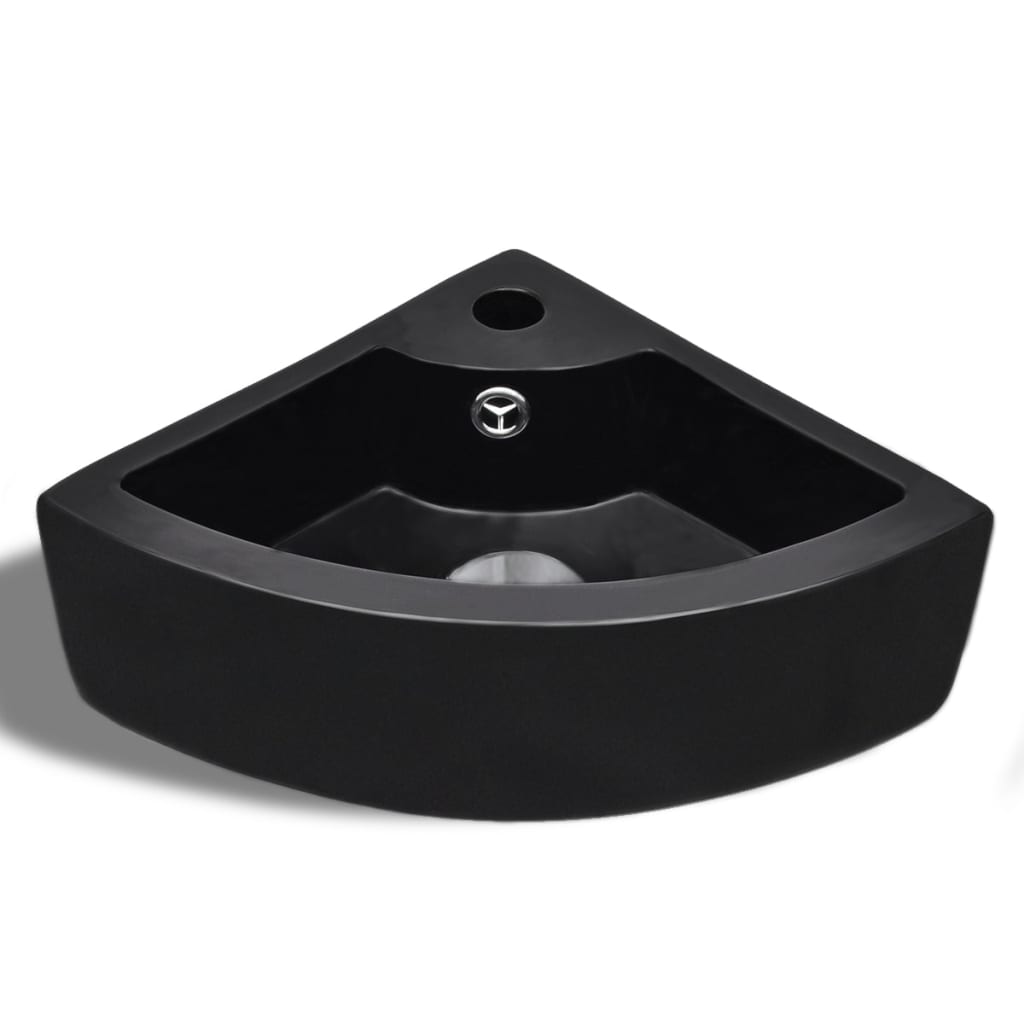 Wash Basin with Overflow 45x32x12.5 cm Black - Bend