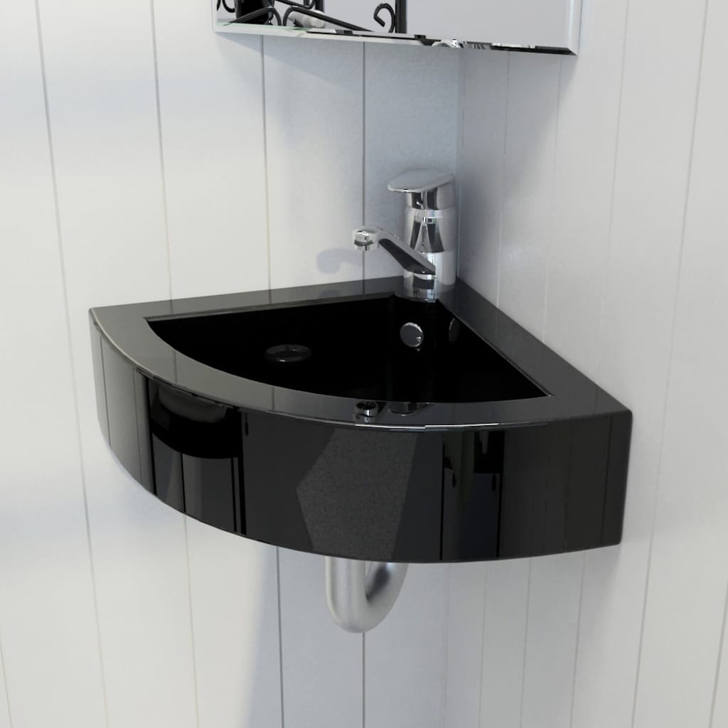 Wash Basin with Overflow 45x32x12.5 cm Black - Bend