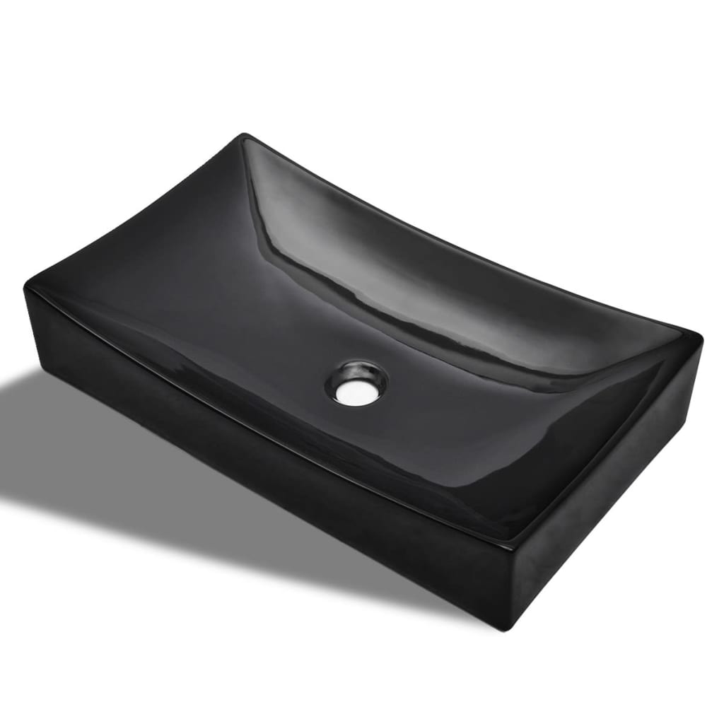 Ceramic Bathroom Sink Basin Black Rectangular - Bend