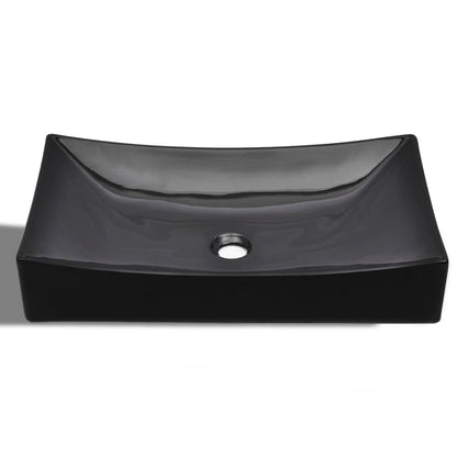 Ceramic Bathroom Sink Basin Black Rectangular - Bend