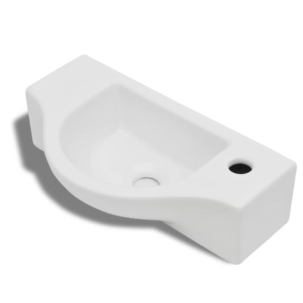 Ceramic Bathroom Sink Basin with Faucet Hole White - Bend