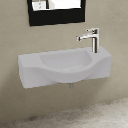 Ceramic Bathroom Sink Basin with Faucet Hole White - Bend