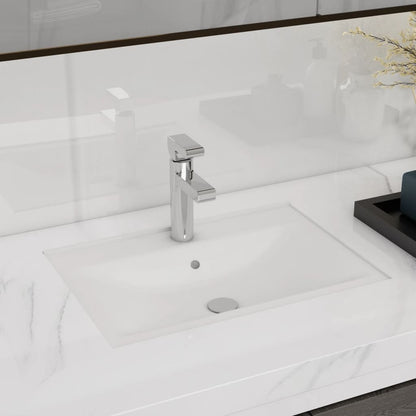 Ceramic Bathroom Sink Basin Faucet/Overflow Hole White Rectangular - Bend