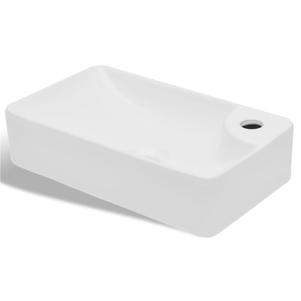 Ceramic Bathroom Sink Basin with Faucet Hole White - Bend