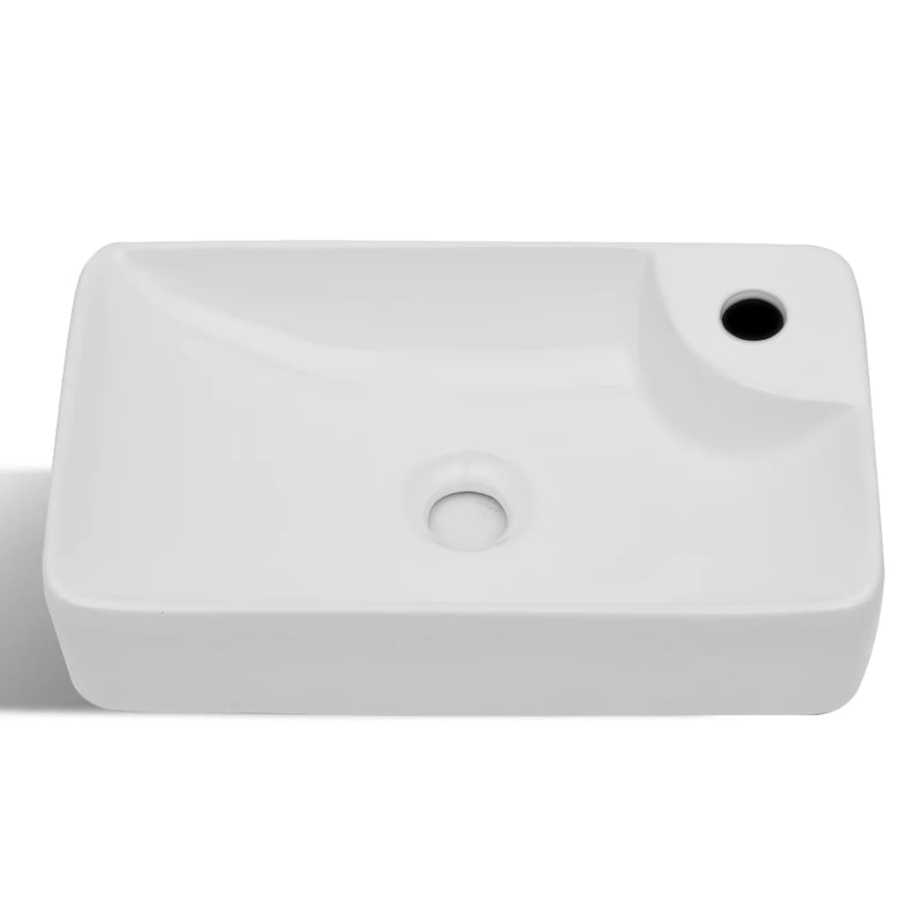 Ceramic Bathroom Sink Basin with Faucet Hole White - Bend