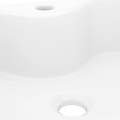 Ceramic Bathroom Sink Basin with Faucet Hole White Square