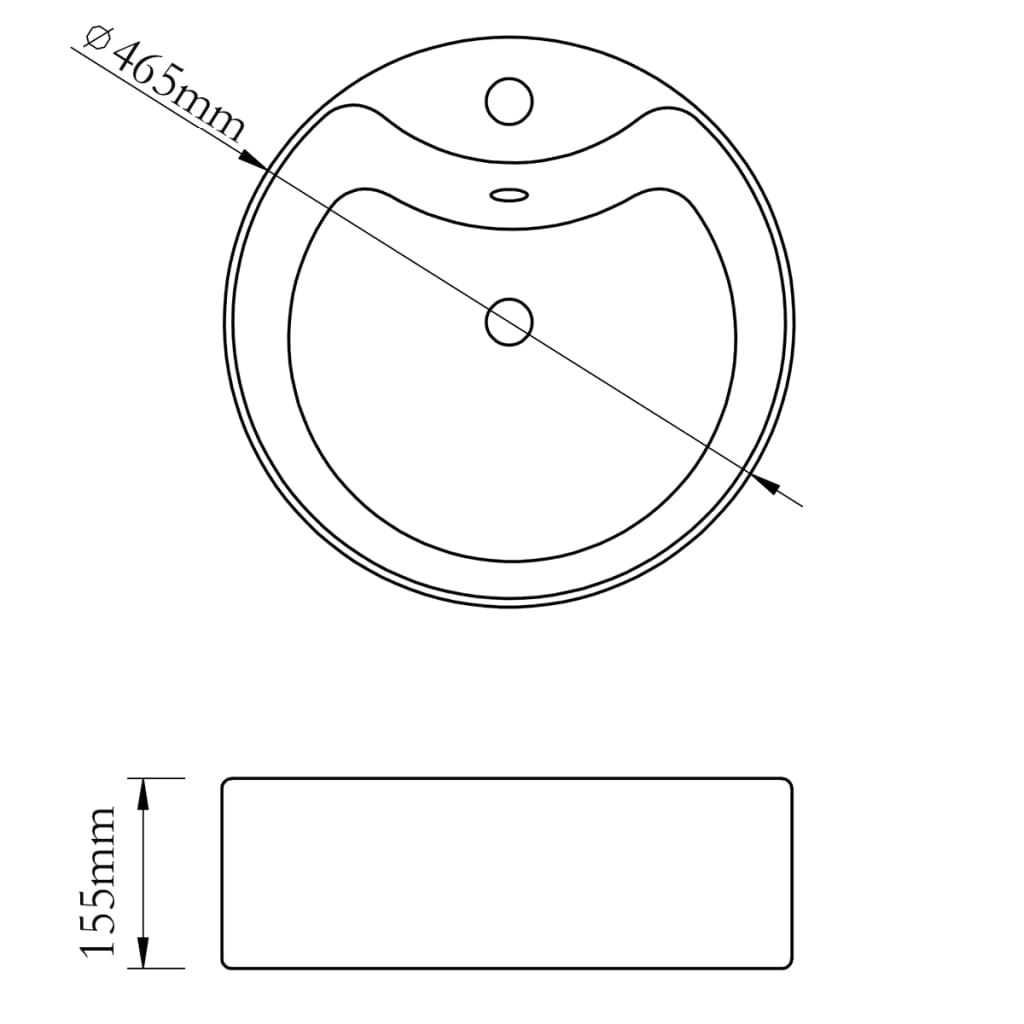 Ceramic Bathroom Sink Basin Faucet/Overflow Hole White Round - Bend