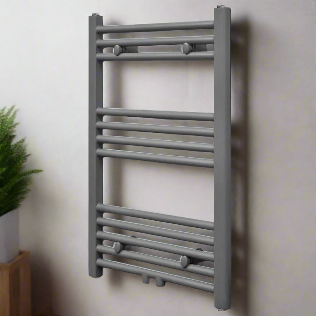 Grey Bathroom Central Heating Towel Rail Radiator Straight - Bend