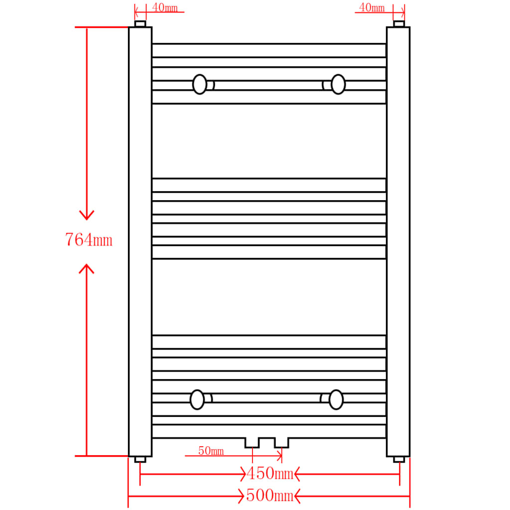 Grey Bathroom Central Heating Towel Rail Radiator Straight - Bend