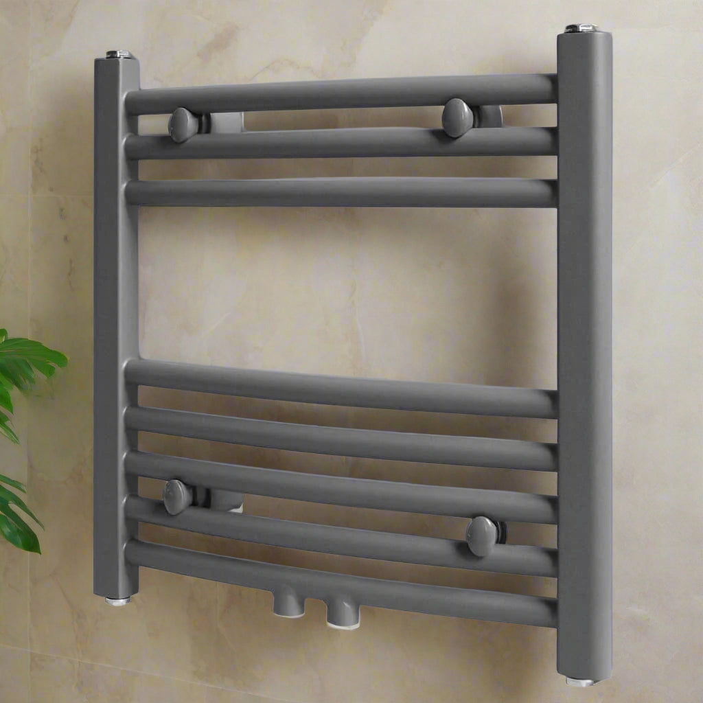 Grey Bathroom Central Heating Towel Rail Radiator Curve - Bend