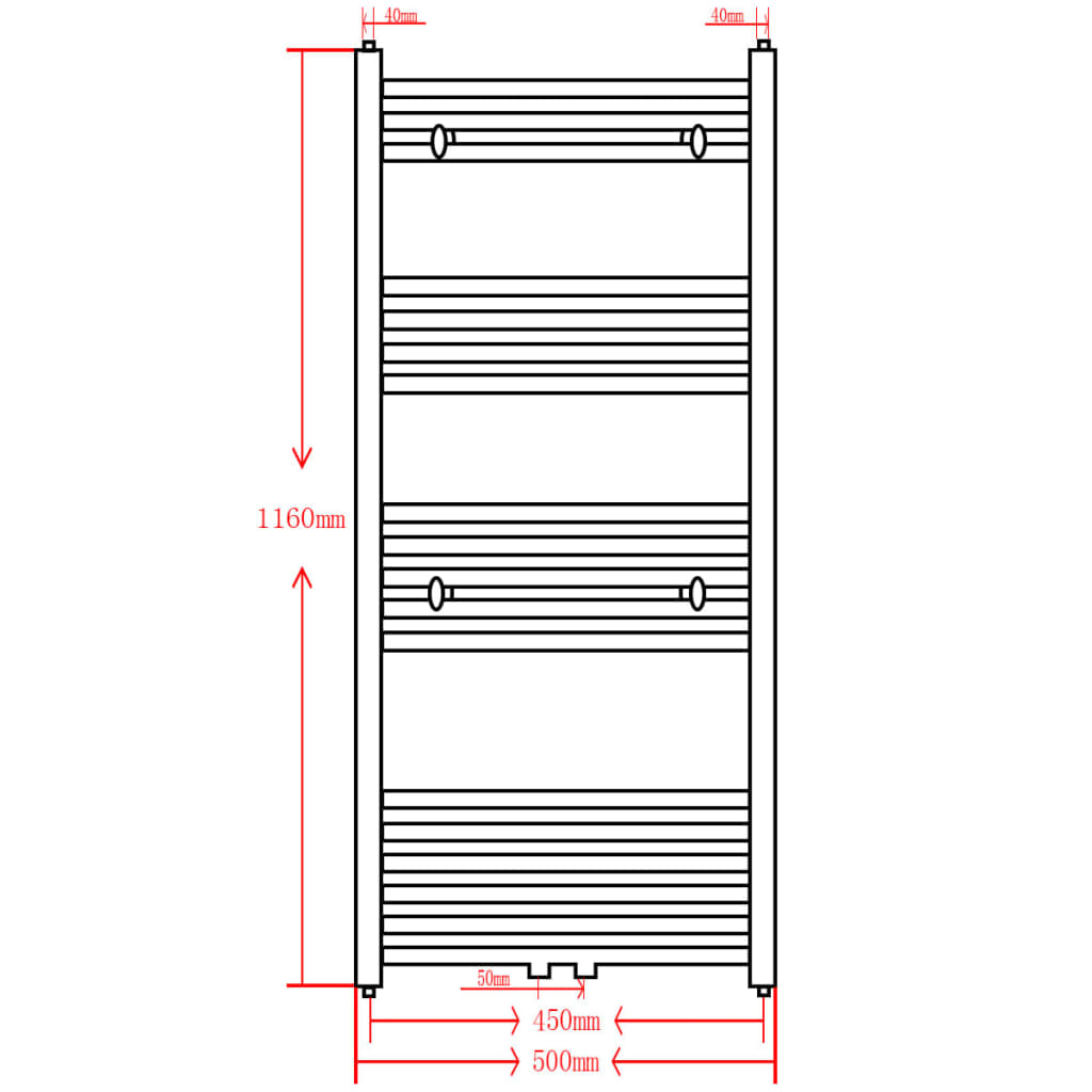 Grey Bathroom Central Heating Towel Rail Radiator Curve 500x1160mm - Bend