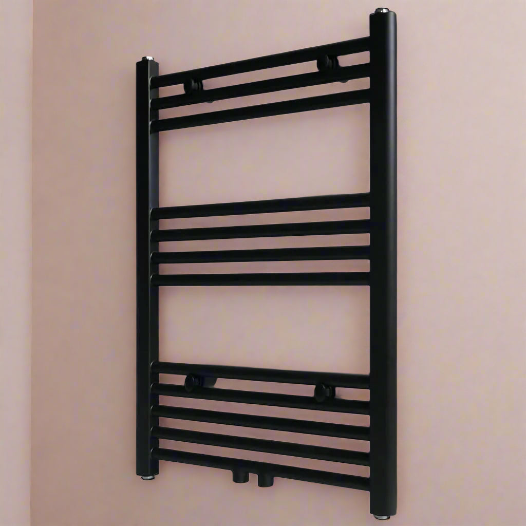 Black Central Heating Towel Rail Radiator - Straight Design - Bend