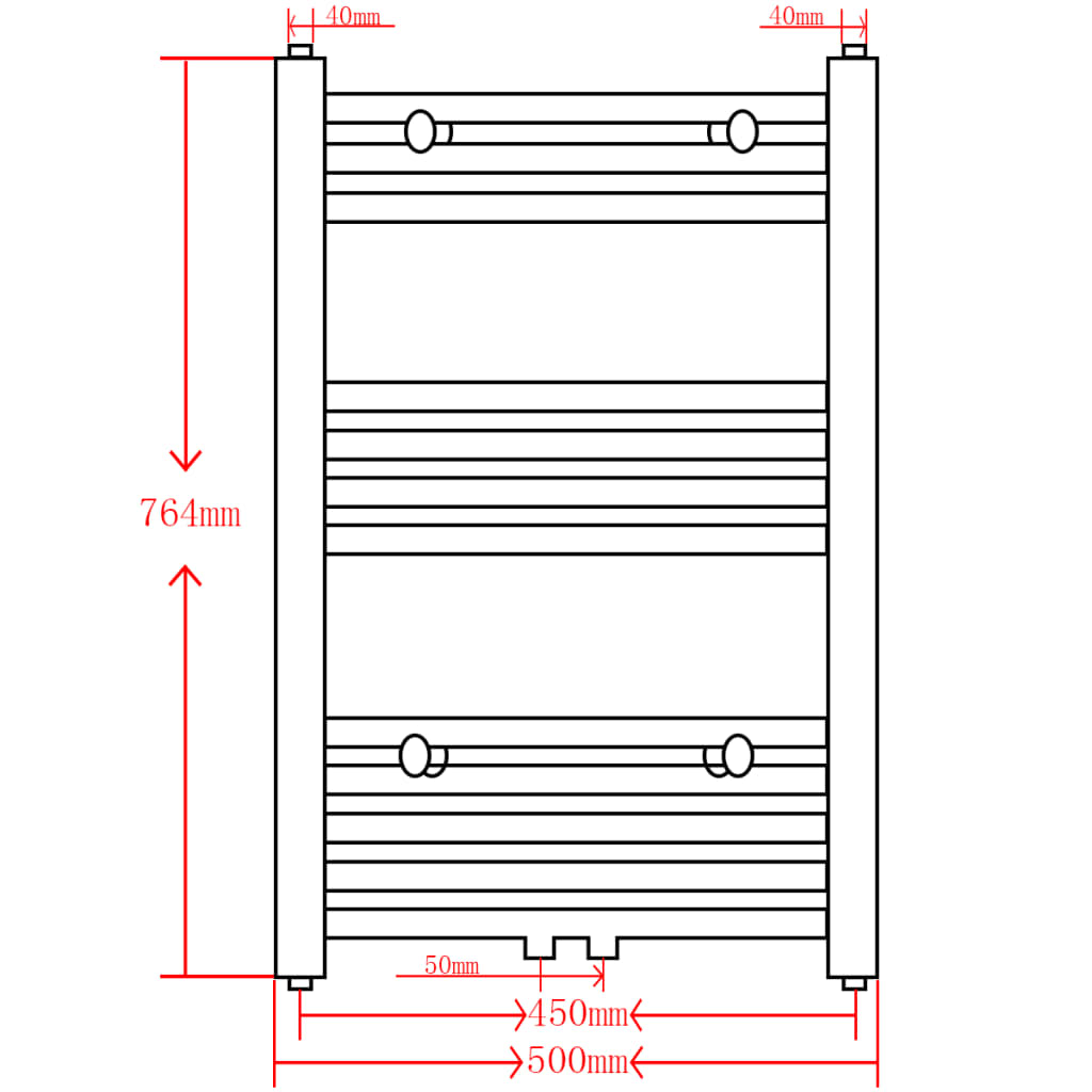 Black Central Heating Towel Rail Radiator - Straight Design - Bend