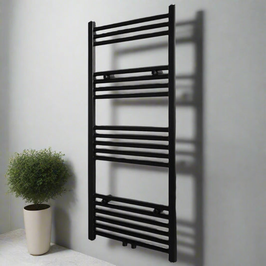 Black Bathroom Central Heating Towel Rail Radiator - Bend