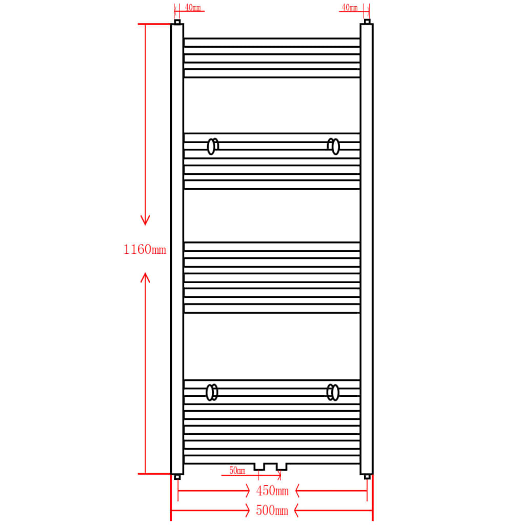 Black Bathroom Central Heating Towel Rail Radiator - Bend