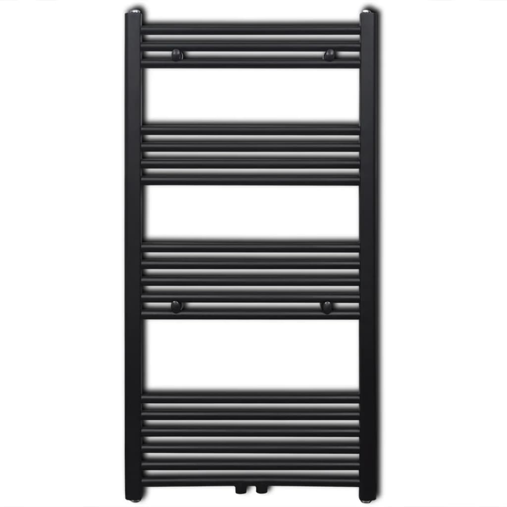 Black Central Heating Towel Rail Radiator - Dual Purpose Heated Towel Warmer - Bend