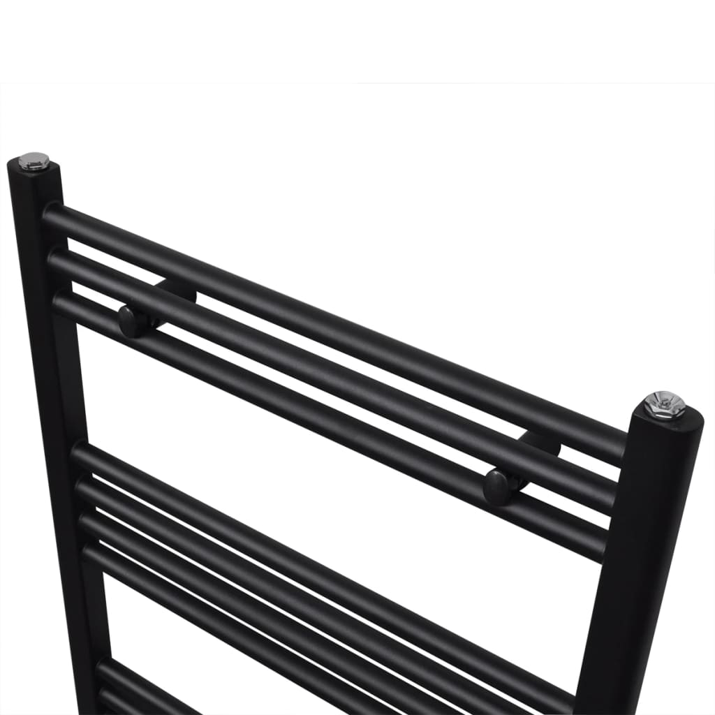 Black Central Heating Towel Rail Radiator - Dual Purpose Heated Towel Warmer - Bend