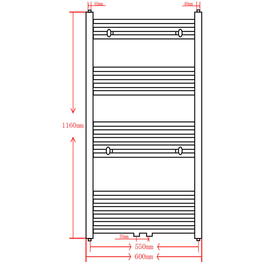 Black Central Heating Towel Rail Radiator - Dual Purpose Heated Towel Warmer - Bend