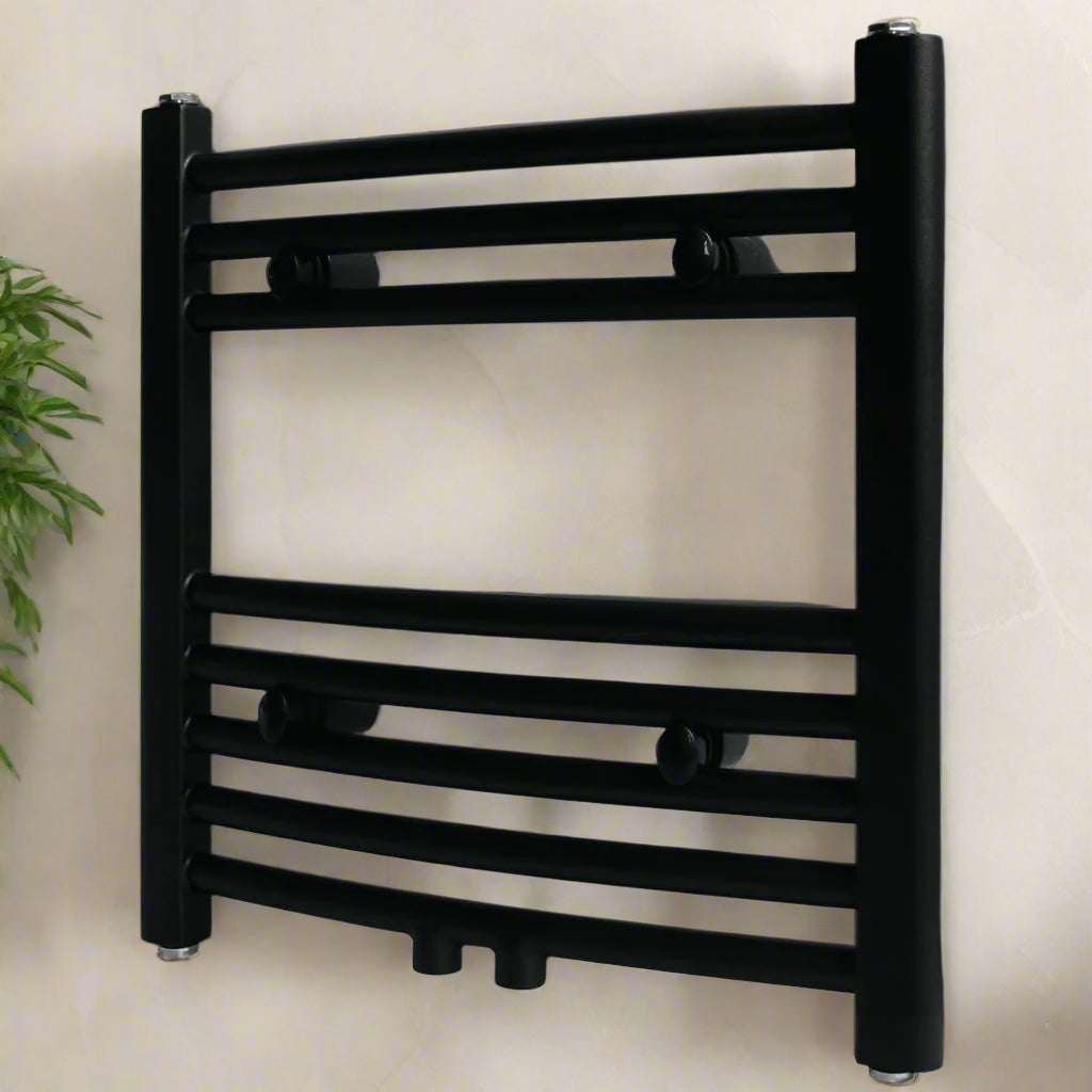 Black Curved Towel Rail Radiator - Heated Bathroom Heating Solution - Bend