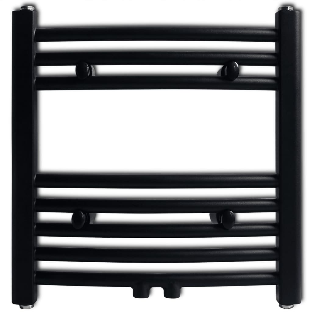 Black Curved Towel Rail Radiator - Heated Bathroom Heating Solution - Bend