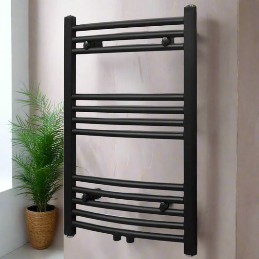 Bathroom Heating Towel Rail Radiator Curve Black - Bend