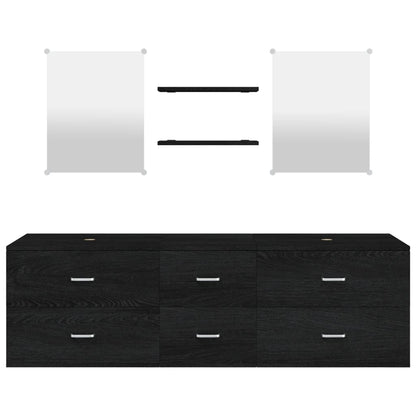 5 Piece Bathroom Furniture Set Black Engineered Wood