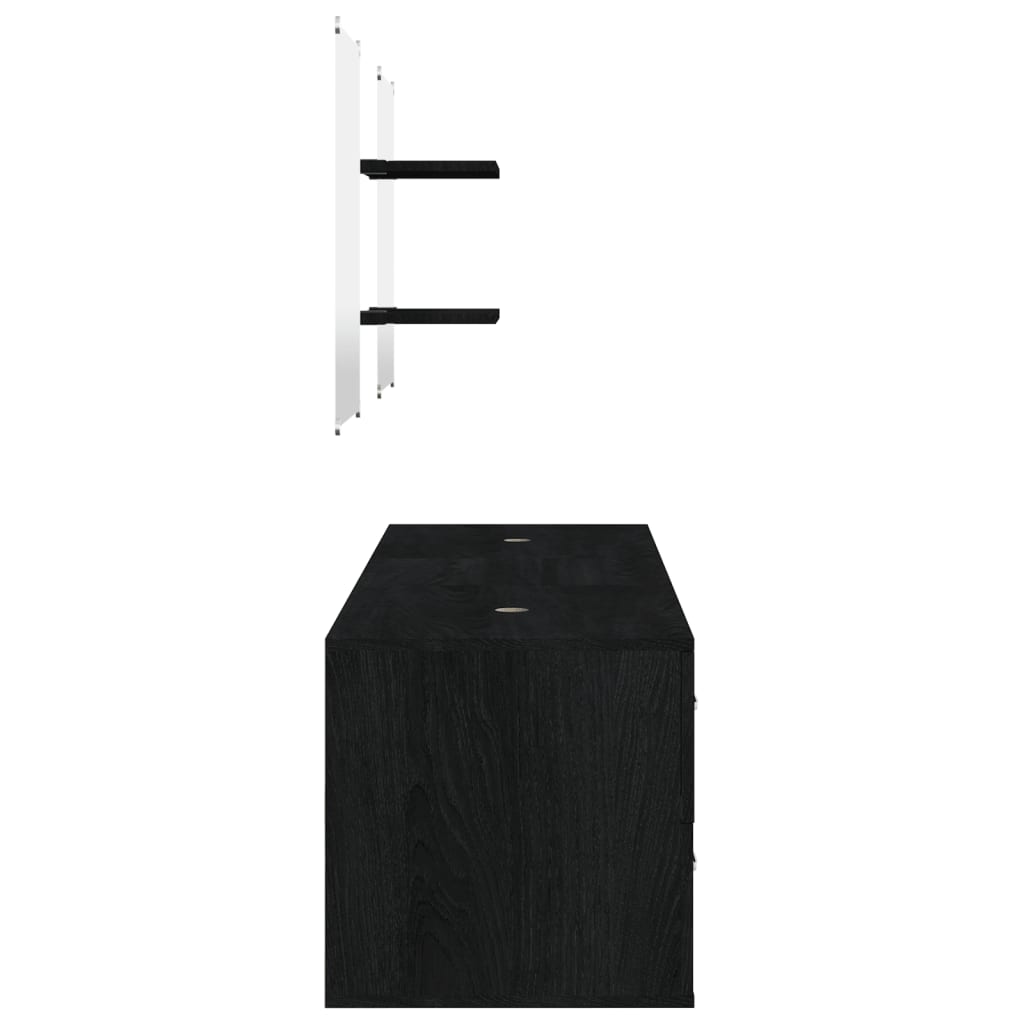 5 Piece Bathroom Furniture Set Black Engineered Wood