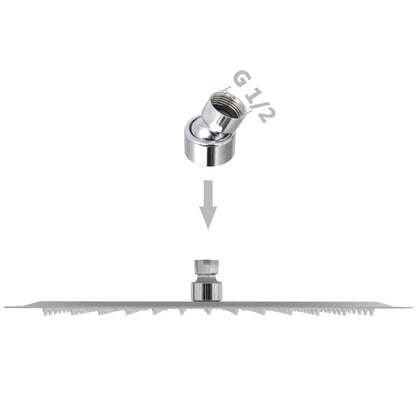 Square Stainless Steel Rainfall Shower Head - Bend