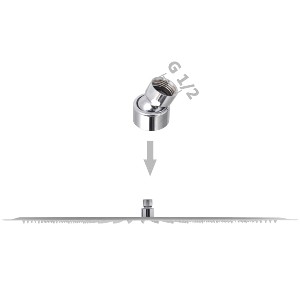 Square Stainless Steel Rainfall Shower Head - Bend