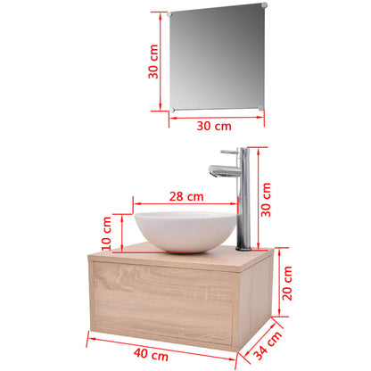 Four Piece Bathroom Furniture Set with Basin with Tap Beige