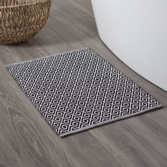 Sealskin Bath Mat Trellis Cotton 60x90 cm Black and White - Bend