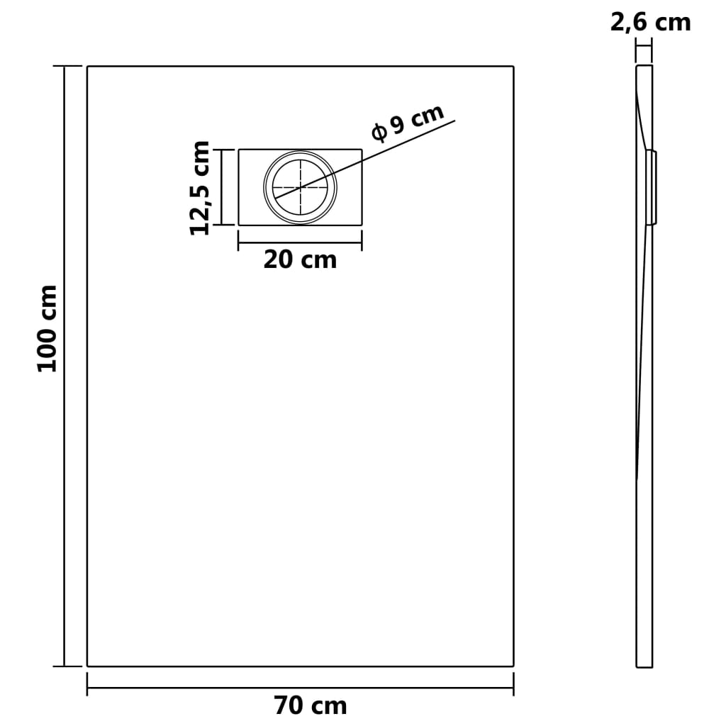 Shower Base Tray SMC White 100x70 cm - Bend