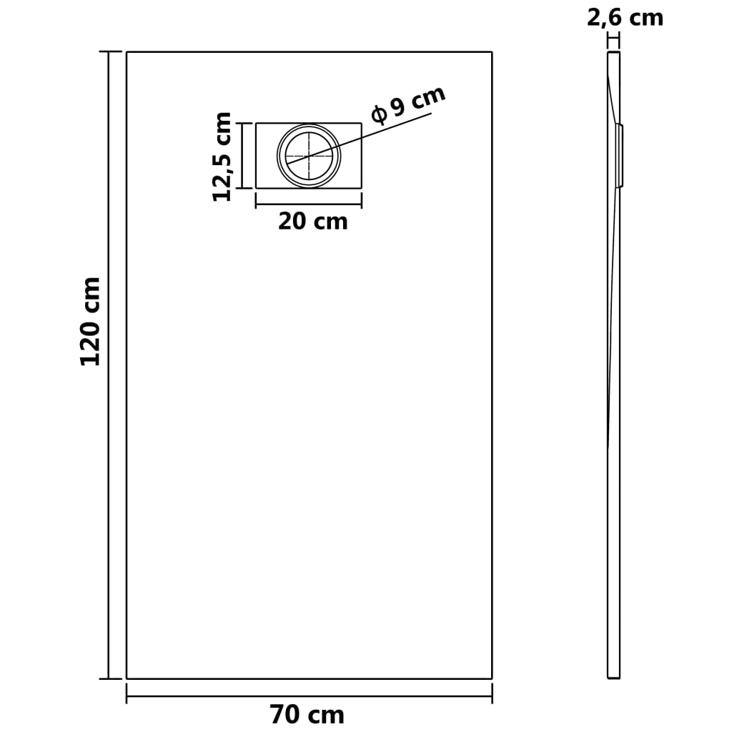 Shower Base Tray SMC White 120x70 cm - Bend