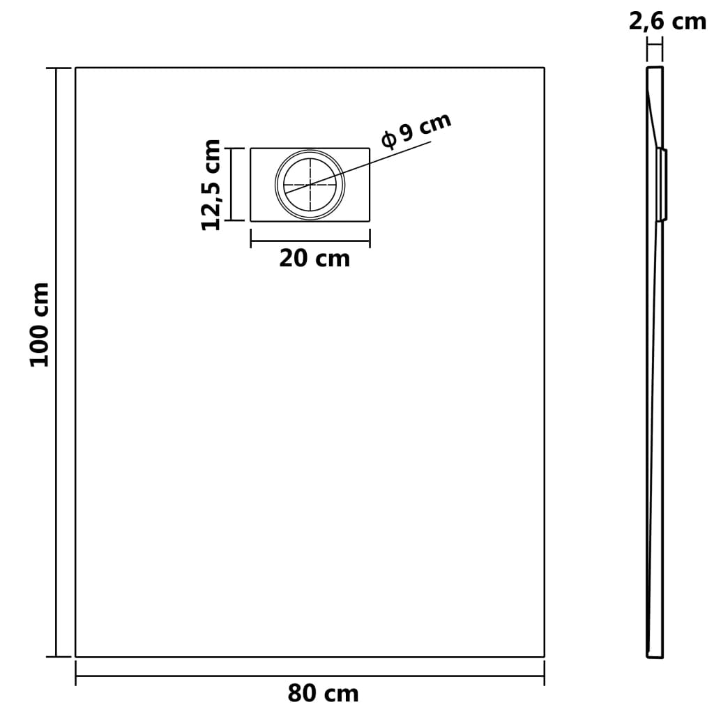 Shower Base Tray SMC Black 100x80 cm - Bend