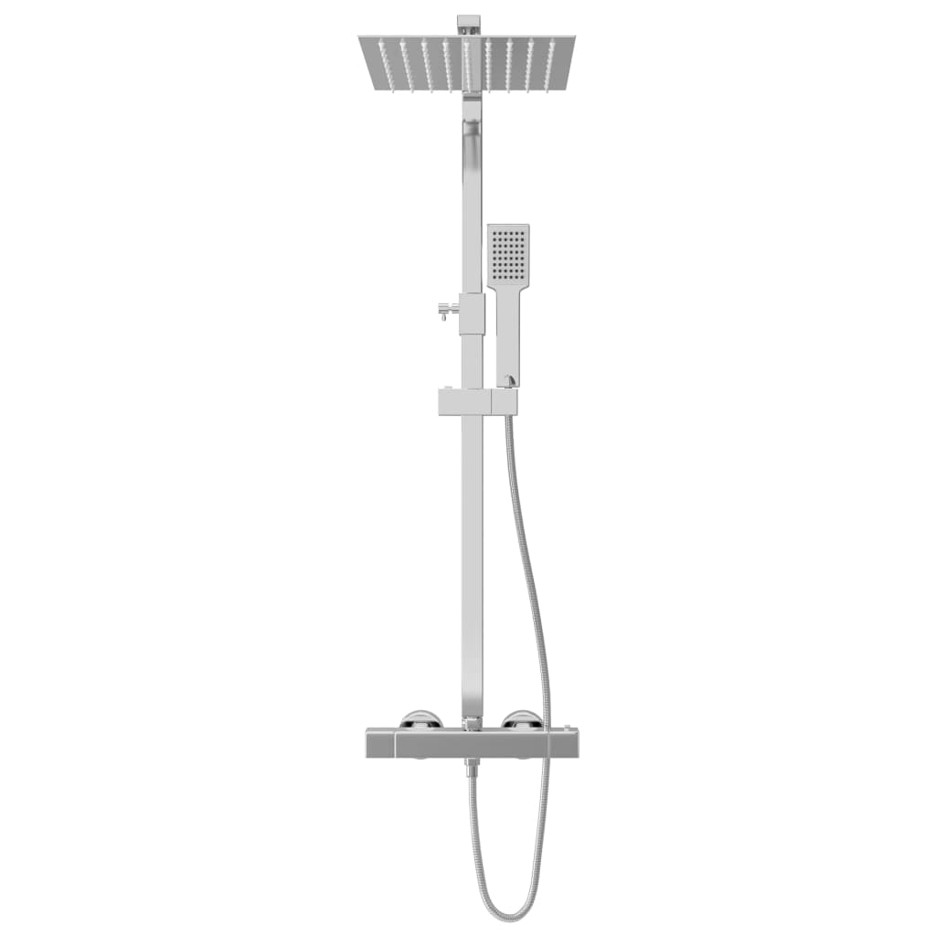 Dual Head Shower Set with Thermostat Stainless Steel - Bend