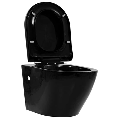 Wall Hung Rimless Toilet Ceramic Black - Bend