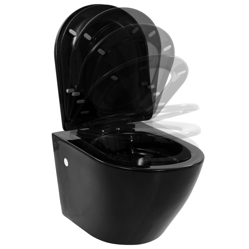 Wall Hung Rimless Toilet Ceramic Black - Bend