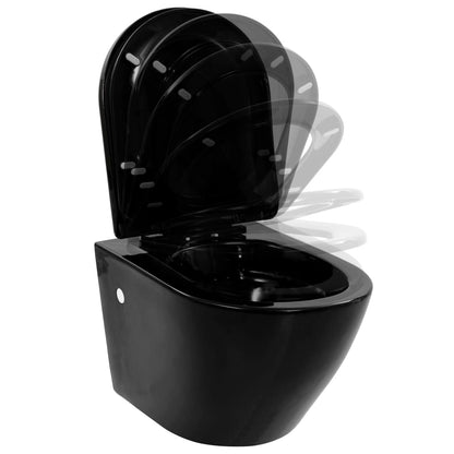 Wall Hung Rimless Toilet Ceramic Black - Bend