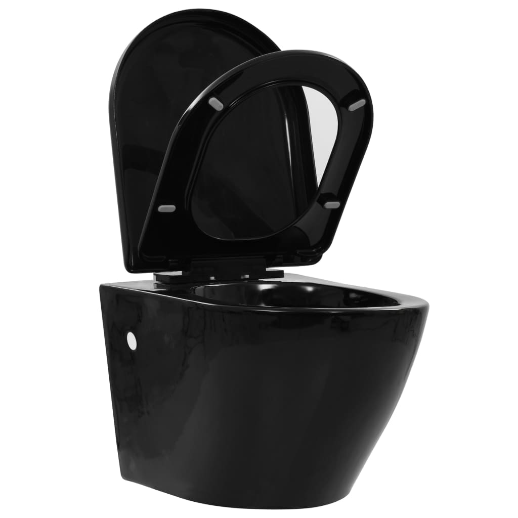 Wall Hung Rimless Toilet Ceramic Black - Bend