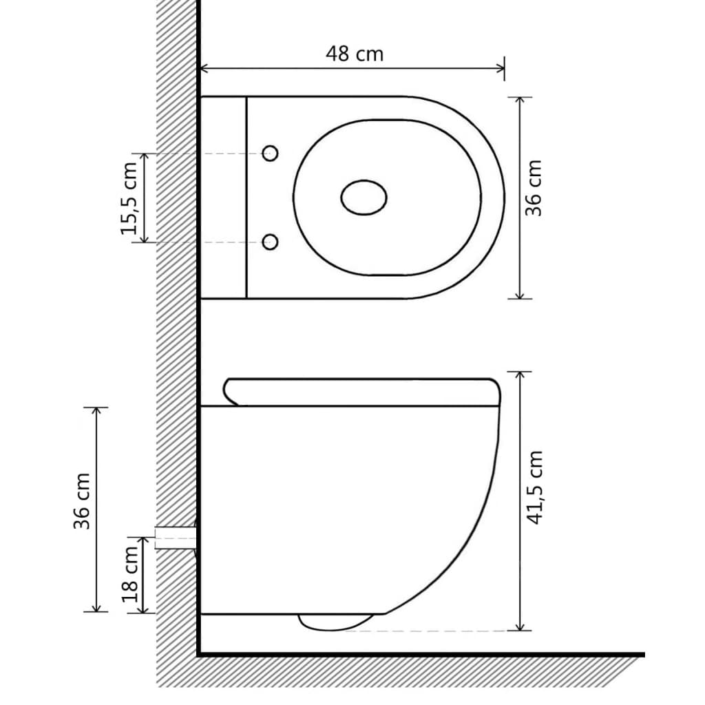 Wall Hung Rimless Toilet Ceramic Black - Bend