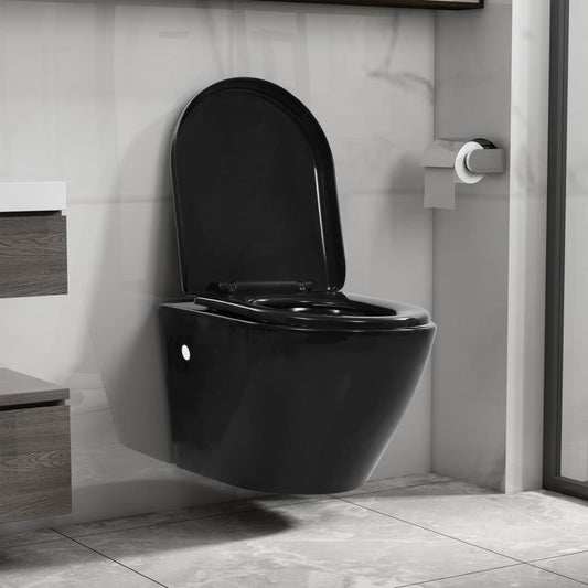 Wall Hung Rimless Toilet Ceramic Black - Bend